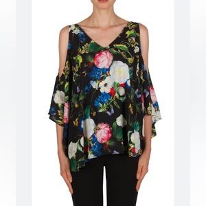 Joseph Ribkoff black & red multicolored floral top Size 6